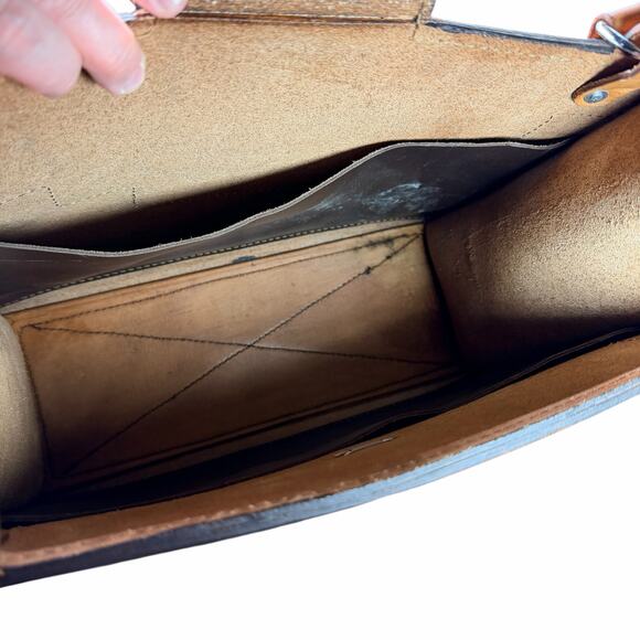 John Wheeler Maker Hand Tooled Leather Floral Shoulder Bag Western Boho Brown - Picture 9 of 14